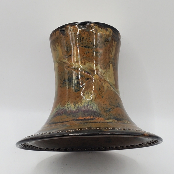 Burb Land Pottery Trumpet Vase Earring Holder Jewelry Organizer Signed 4" H Deco - Picture 14 of 15